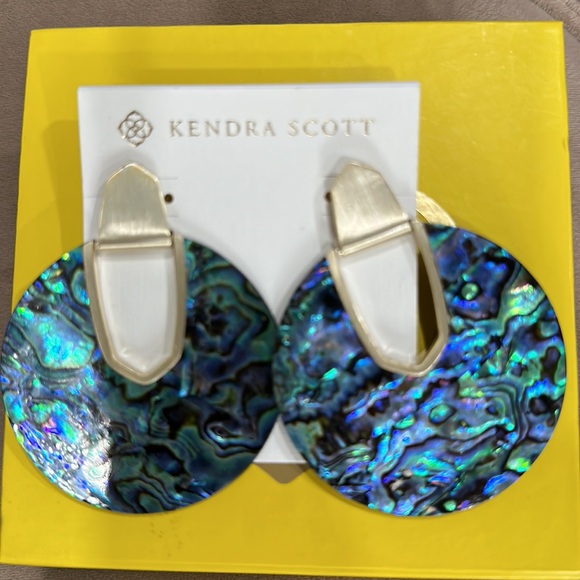 kendra Scott Diane gold plated over brass Abalone Shell statement Earrings - Picture 10 of 12